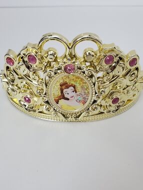 Disney Princess Belle Tiara Gold With Pink Accent Gems